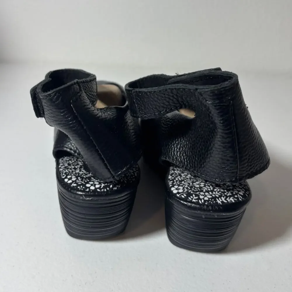 Bernie Mev NWOT Size 6 (EU 37) Mely Black Slingback Ankle Strap Wedge Sandals